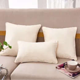 Chenille cushion with solid color