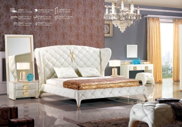 Two colours sollid wooden antique french style hign headbed hot sale bedroom sets