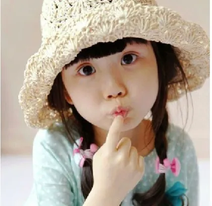 kids baby crochet summer hat sun raffia straw hat