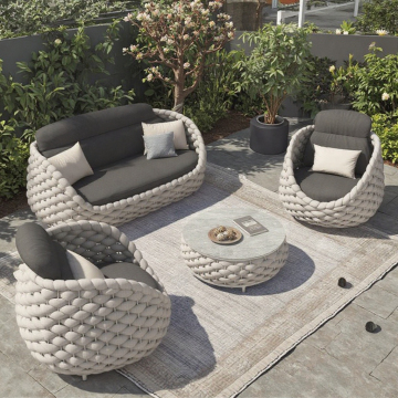 Set di mobili per esterni personalizzati di mobili per esterni - Materiale Teslin intrecciato per hotel e giardini