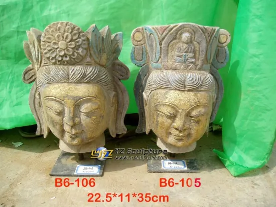 Chinese Antique Stone Buddha Head Statues