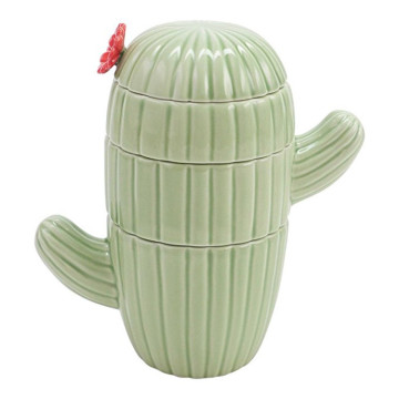 Custom Made Western Cactus Shape Porcelain Measuring Cup Set - 3 Pcs Stackable for Home Decor