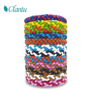 Double Color Leather woven mosquito away bracelet Quality suppliers
