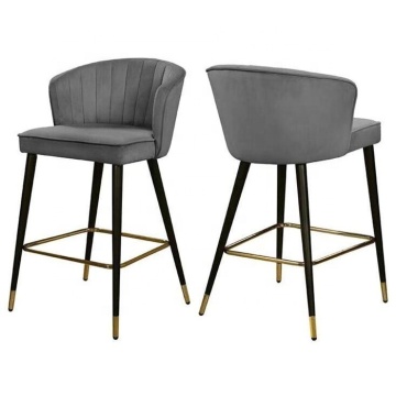 China Supplier Modern Hotel Bar Stool with Wooden Legs and Velvet Fabric