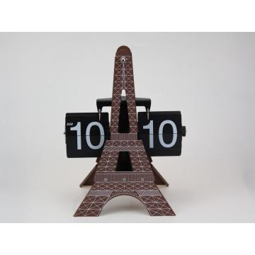 Magnifique horloge de rabat à la forme de la puissance Eiffel-Tower 3D