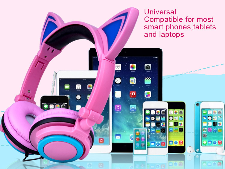 Holiday gifts hot selling lighting cat ear headphone