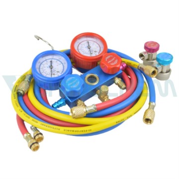 60 Inch AC Freon Charging Hose Kit with Manometer for R12, R22, R404, R502, R134A Refrigerants