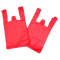 Red poly plastic hdpe t-shirt vest carrier handle package bag for grocery