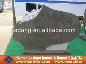 Black marble flower tombstone