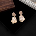 Dangle chandelier Beige Geometric Gravel-drop Oil Statement Earrings for Women Girl