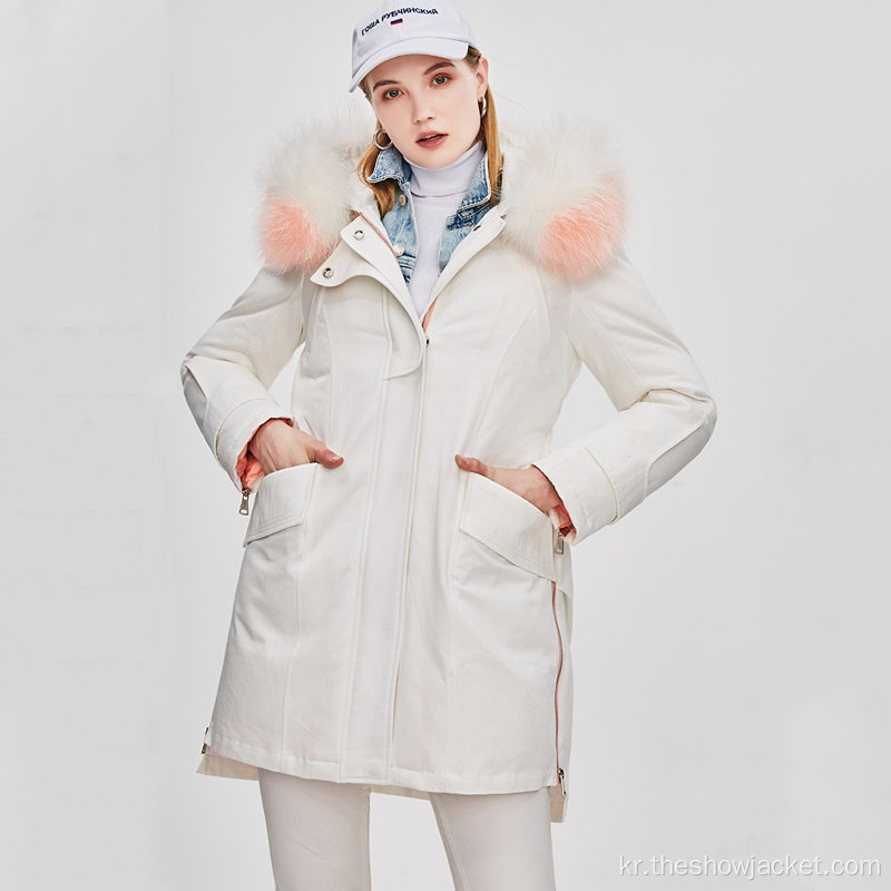 2021 커스텀 여성 콜리전 컬러 후디 파카 재킷