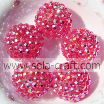 Sparking Clear Red AB 20 * 22MM perline rotonde con strass in resina per collana
