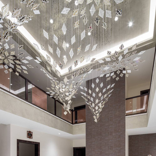 Éclairage de lustre de plafond en cristal acrylique de hall de bureau