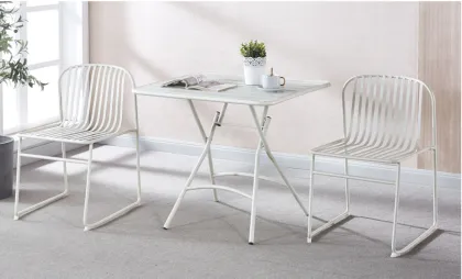 Elegant White Outdoor Folding Dining Table Set
