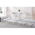 Elegante juego de mesa de comedor plegable al aire libre blanca