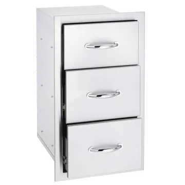 Custom Stainless Steel Professional Outdoor BBQ Grill with Triple Storage Drawers