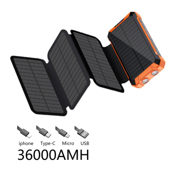 27000mAh Solar Charger dengan 4 Panel - Factory USB C Portable Power Bank