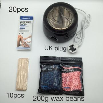 Wax Warmer Hair Removal Kit, Wax Heater Home Waxing Kit for All Body Applications with UK plug Wax Pot, 200g Hard Wax Beans