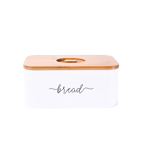 Small Rectangle Bread Box with Wooden Lid