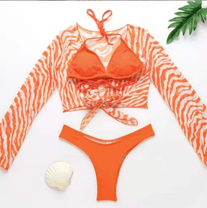 Swimsuit Bikini three piece mesh swimsuit