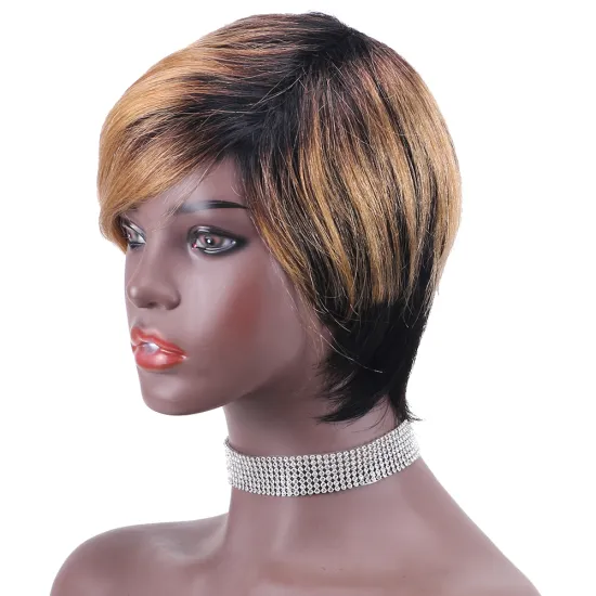 wholesale  pixie cut ombre wigs for black woman 100% raw virgin unprocessed natural malaysian Brazilian Indian human hair wigs