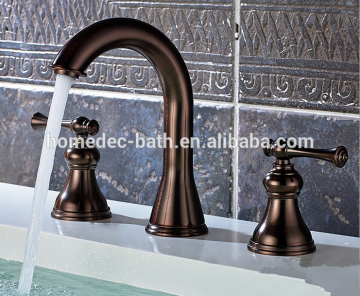 Bathroom Brass Basin Faucet Dual Handles Sink Mixer Tap Red Brown