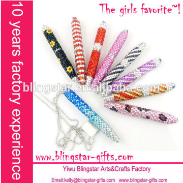 hot selling necklace jewelled crystal bling pen