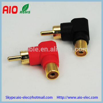 Plastic Jacket 90 degree right angle RCA male to female adaptor