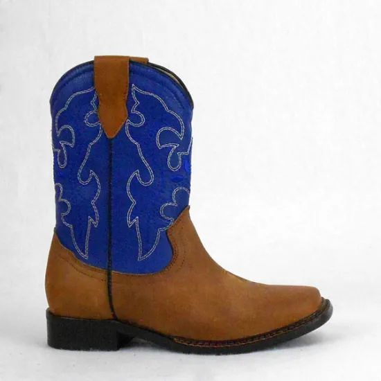 Wholesale Durable Comfortable Blue Beautiful Rubber Outsole High Quality Genuine Leather Cowboy Boots India for Outdoor