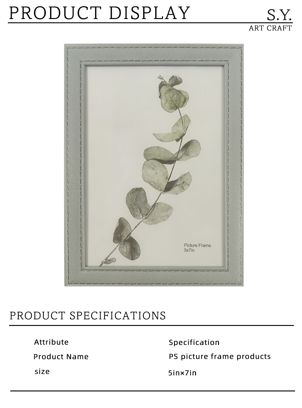 Grey Stitched Edge PS Picture Frame X