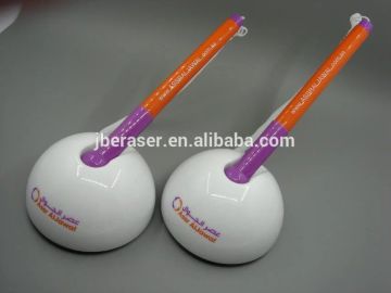 Advertising plastic stand table ball pen, ballpoint pen for promotion, plastic table pen with chain