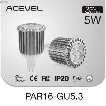 CE/FCC/SAA/Rohs approved  5w LED reflector lamp PAR 16 GU5.3