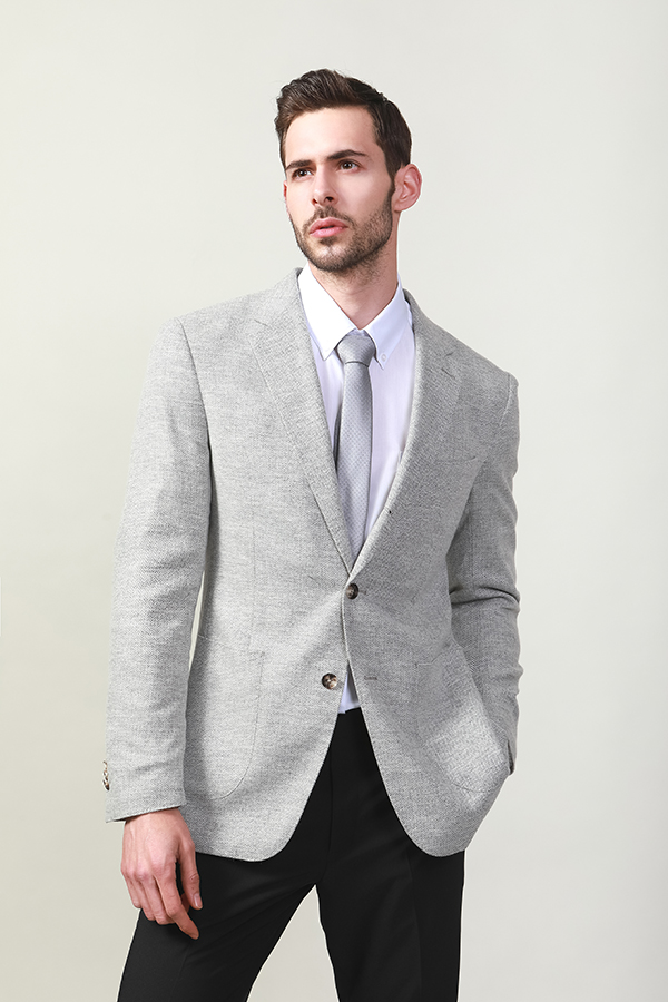 MEN'S LIGHT GREY MELANGE JACKET