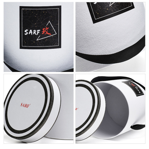 White & Black Biodegradable Round Box With Ribbon