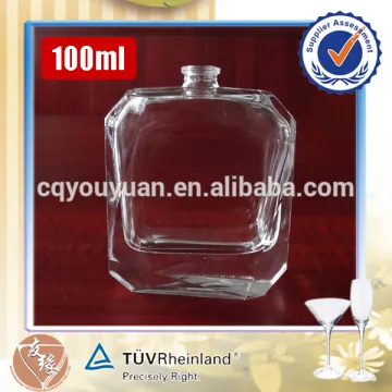 Bulk wholesale well polished cystal clear glass custom design 100ml shaped perfume bottles