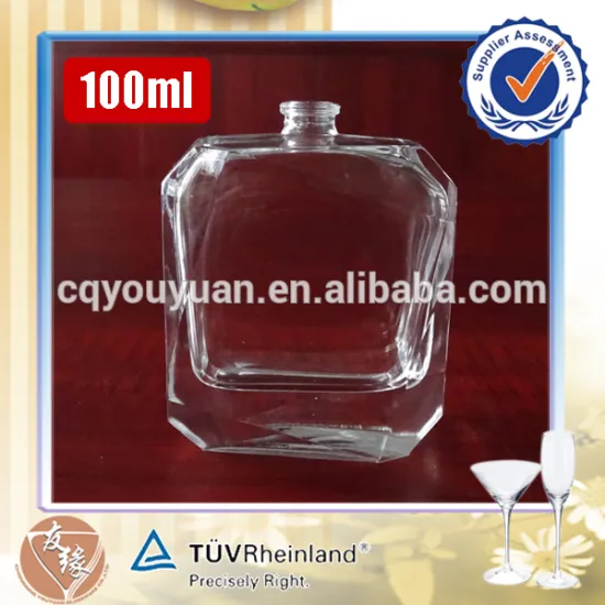 Bulk wholesale well polished cystal clear glass custom design 100ml shaped perfume bottles