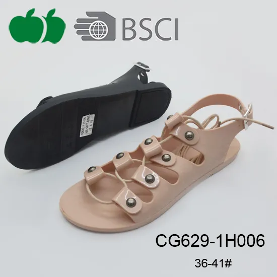 Fashion Ladies Latest Flat Pvc Crystal Plastic Sandals