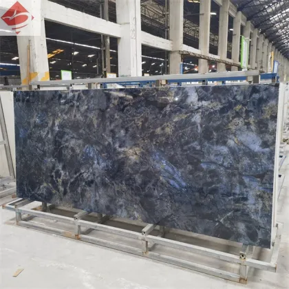 Hot Selling Luxury Blue Jade Marble Look Sintered Stone for Interiors