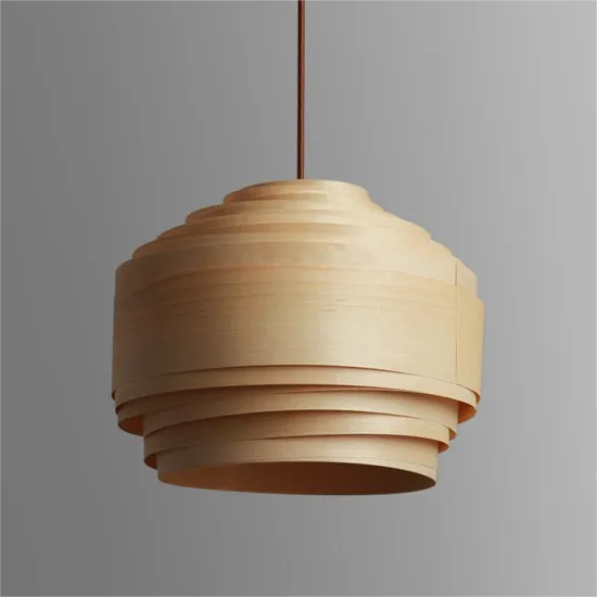 Japanese Handmade Wooden Veneer Single Head Pendant Light