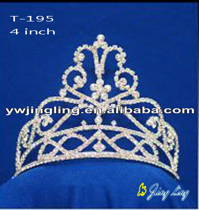 4 Inch wholesale pearl rhinestone pageant crowns