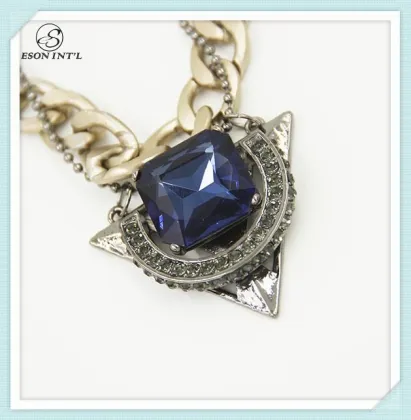 New Arrival Poplular Blue Crystal Necklace, Charming Big Crystal Pendant Necklace