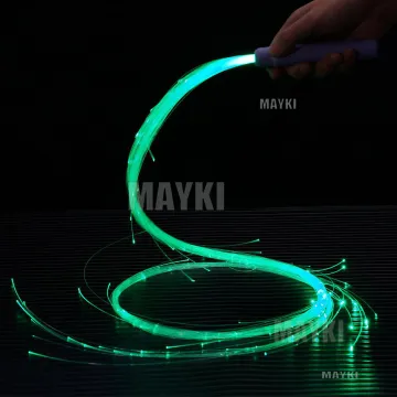 360 Swivel LED Rave Whip with Fiber Optic RGB Handle