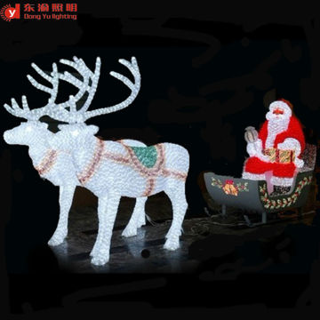 outdoor christmas decoration LED lighted reindeer carriage ABS or Acrylic reindeer with sleigh LED christmas lights