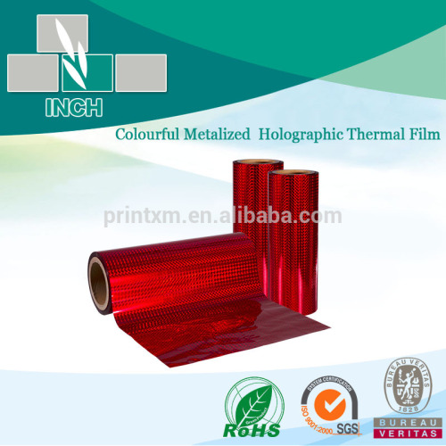 PET lamination roll film holographic laser with red silver golden color (Xiamen Inch Films)