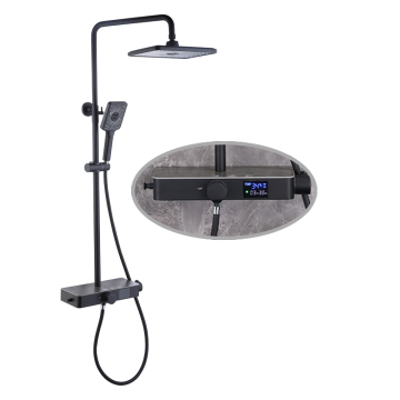 Harga pabrik Black Thermostatic LED Smart Shower Mixer Faucet Set