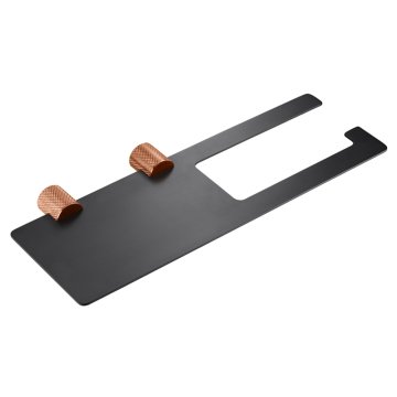 Modern Sus304 Brass Wall-Mount Black Tissue Toilet Paper Roll Holder with Phone Shelf