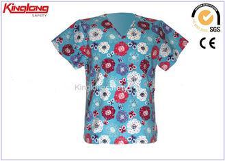 OEM Printed Medical Scrub Tops Hotel Housekeeping Uniform F