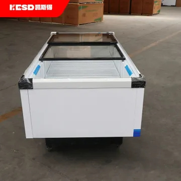 Commercial Freezer Display Seafood and Fish Deep Freezer with Top Curved Glass Doors