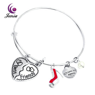 Jenia Best Friend 18K Gold Plated Heart Shoe Charms Bulk Custom Bracelet