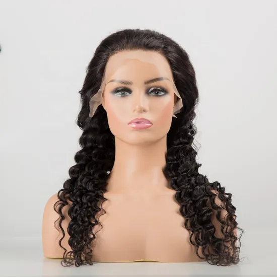 Dropshipping Hair Vendors 30 34Inch Water Wave Custom Swiss Lace Front Wig Loose Deep Wave HD Film Thin Wig Pre Plucked Hairline